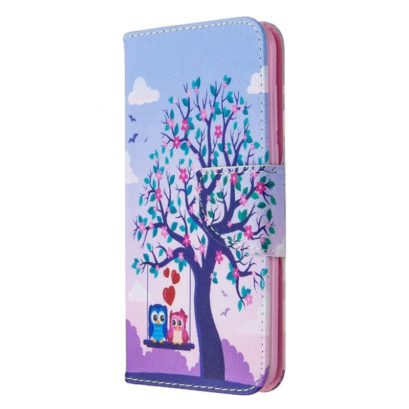 Leren Hoesje Huawei Y5p Telefoonhoesje Uilen Op De Schommel
