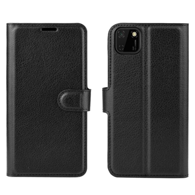 Leren Hoesje Huawei Y5p Wit Zwart Telefoonhoesje Klassiek