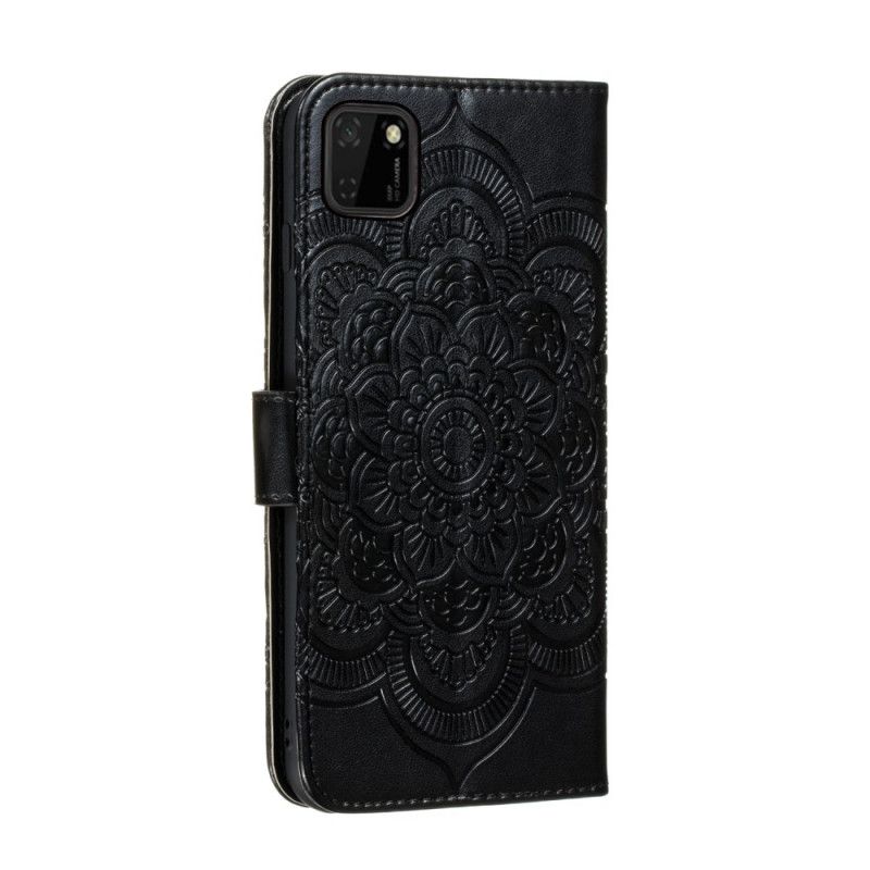 Leren Hoesje voor Huawei Y5p Grijs Zwart Volledige Mandala