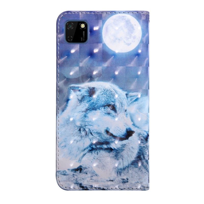 Leren Hoesje voor Huawei Y5p Maanlichtwolf