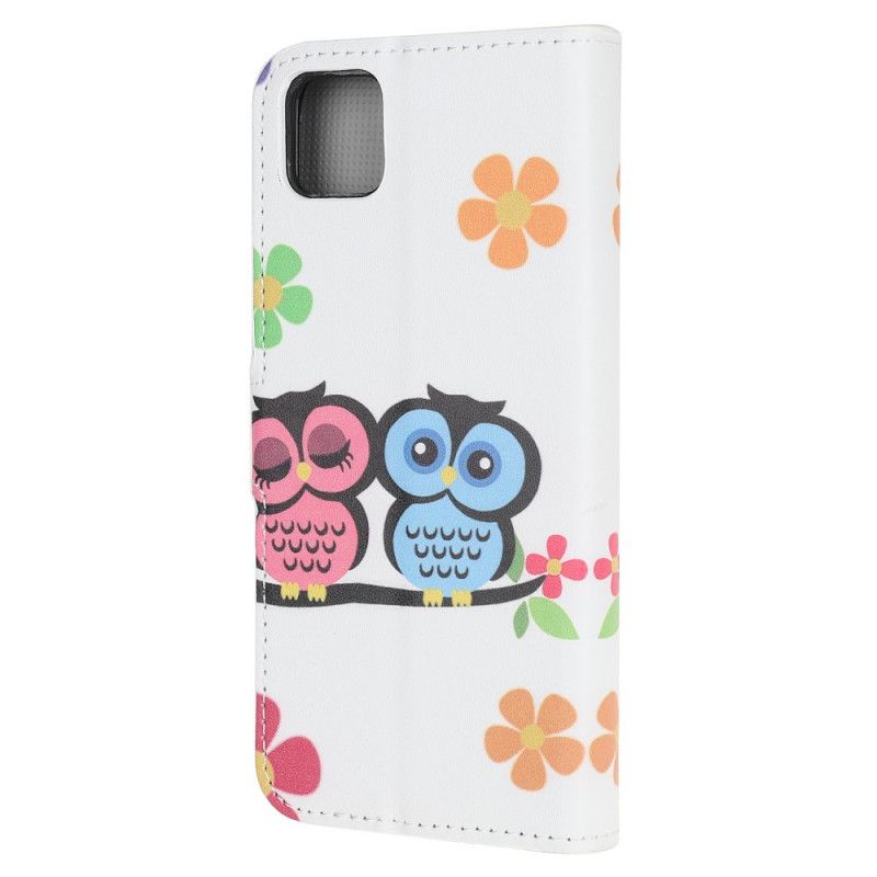 Leren Hoesje voor Huawei Y5p Paar Uilen