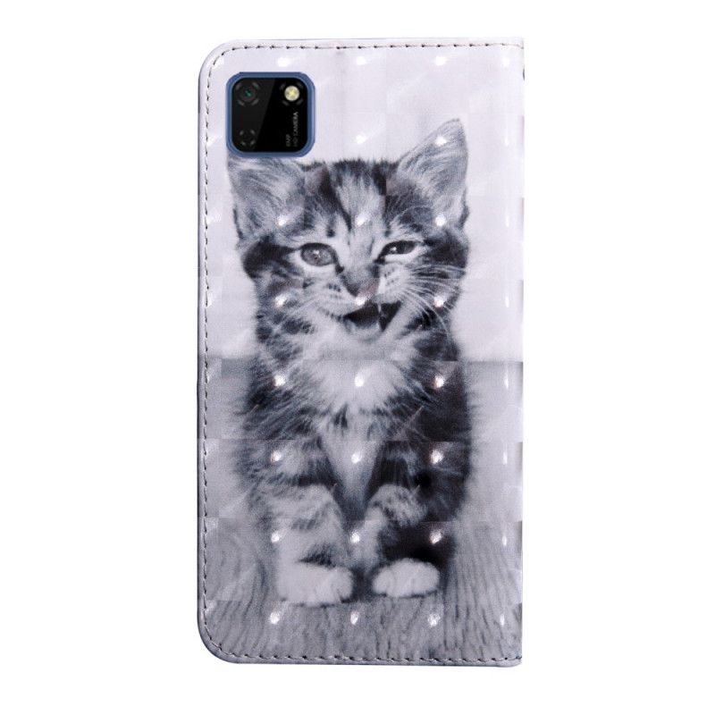 Leren Hoesje voor Huawei Y5p Zwart-Witte Kat