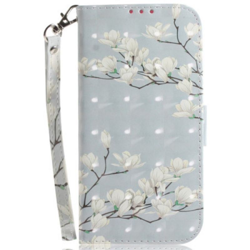 Bescherming Hoesje Oneplus Nord 5 Witte Bloemen Met Bandjes
