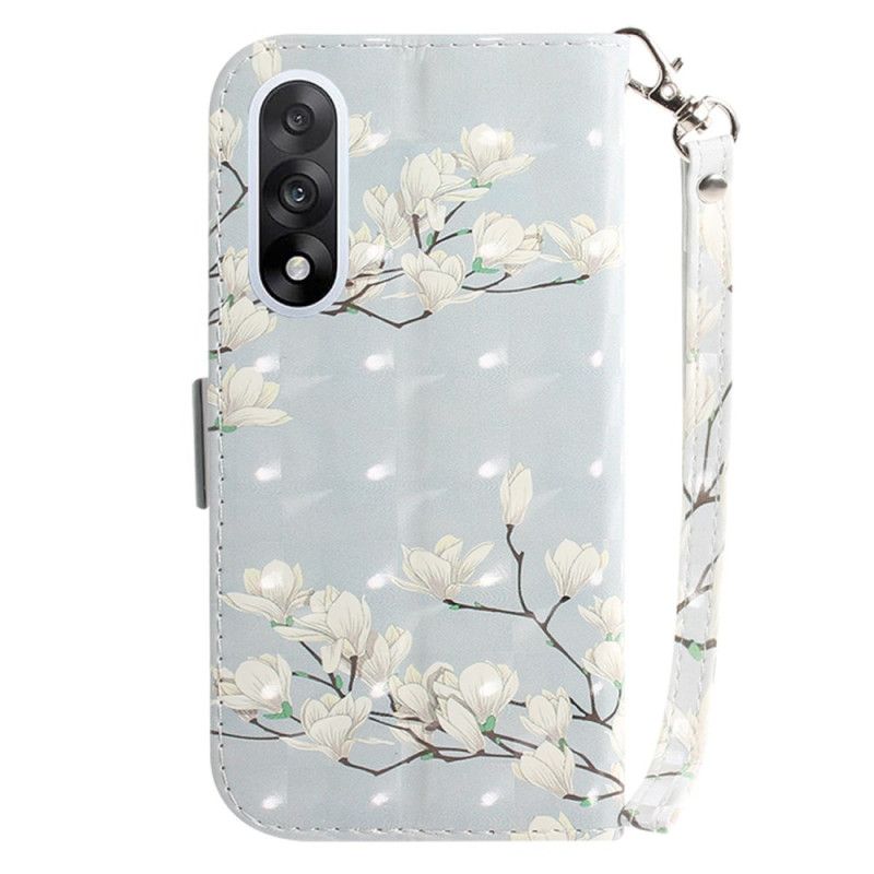 Bescherming Hoesje Oneplus Nord 5 Witte Bloemen Met Bandjes