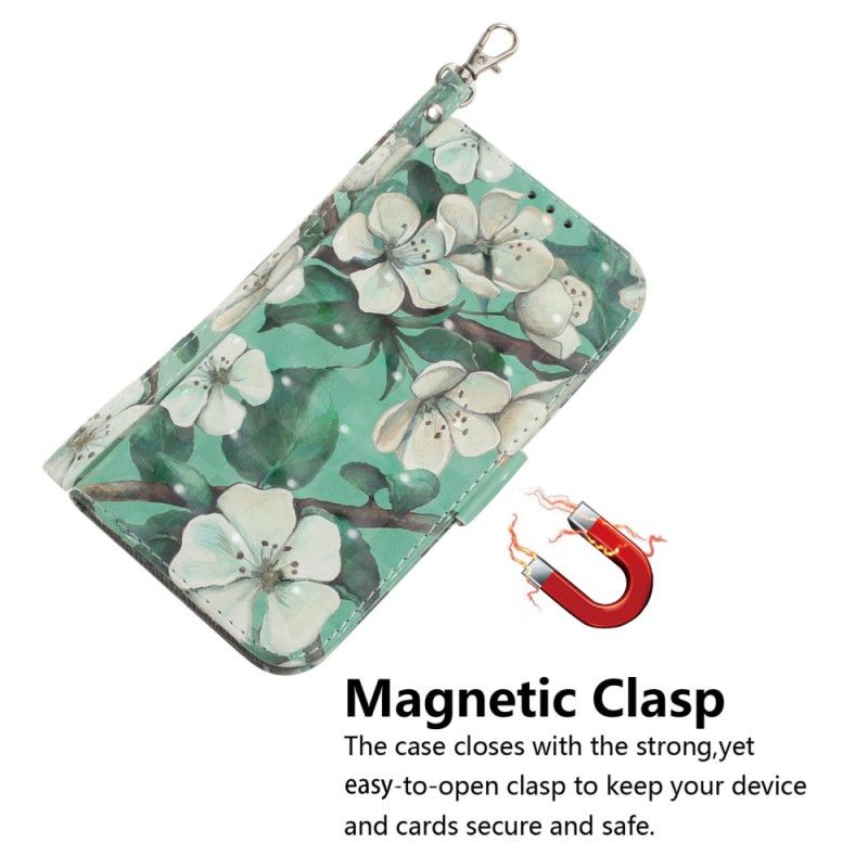 Flip Case Leren Oneplus Nord 5 Bloemen In Aquarel