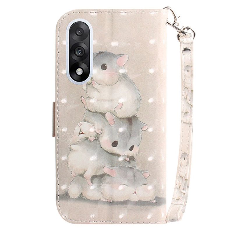 Flip Case Leren Oneplus Nord 5 Hamsters Met Bandjes