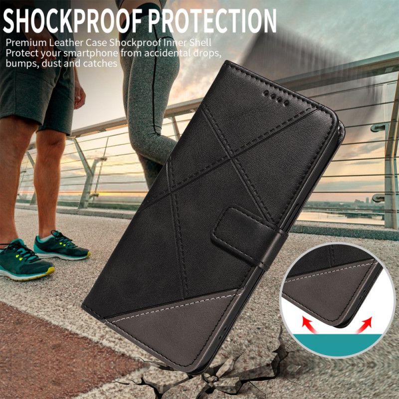 Flip Case Leren Oneplus Nord 5 Tweekleurig Geometrisch