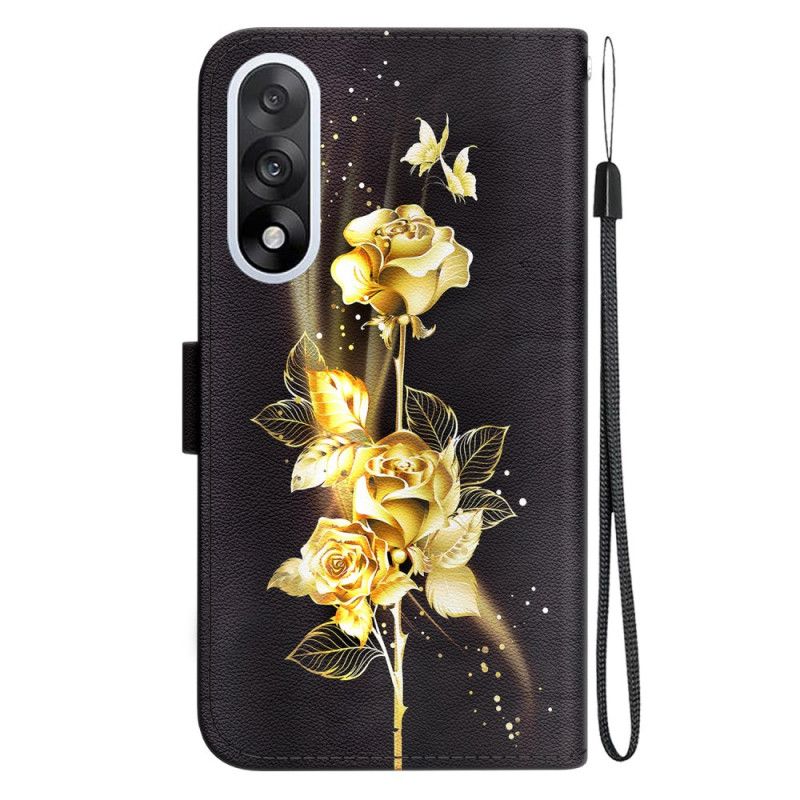 Folio-hoesje Oneplus Nord 5 Telefoonhoesje Gouden Rozen