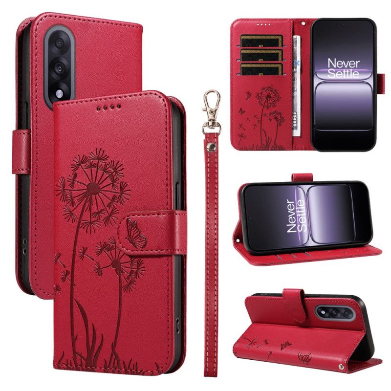 Folio-hoesje Oneplus Nord 5 Telefoonhoesje Paardenbloemen Met Bandjes