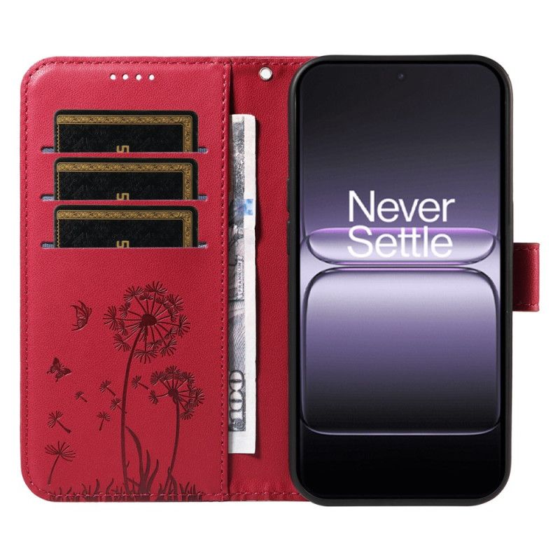 Folio-hoesje Oneplus Nord 5 Telefoonhoesje Paardenbloemen Met Bandjes