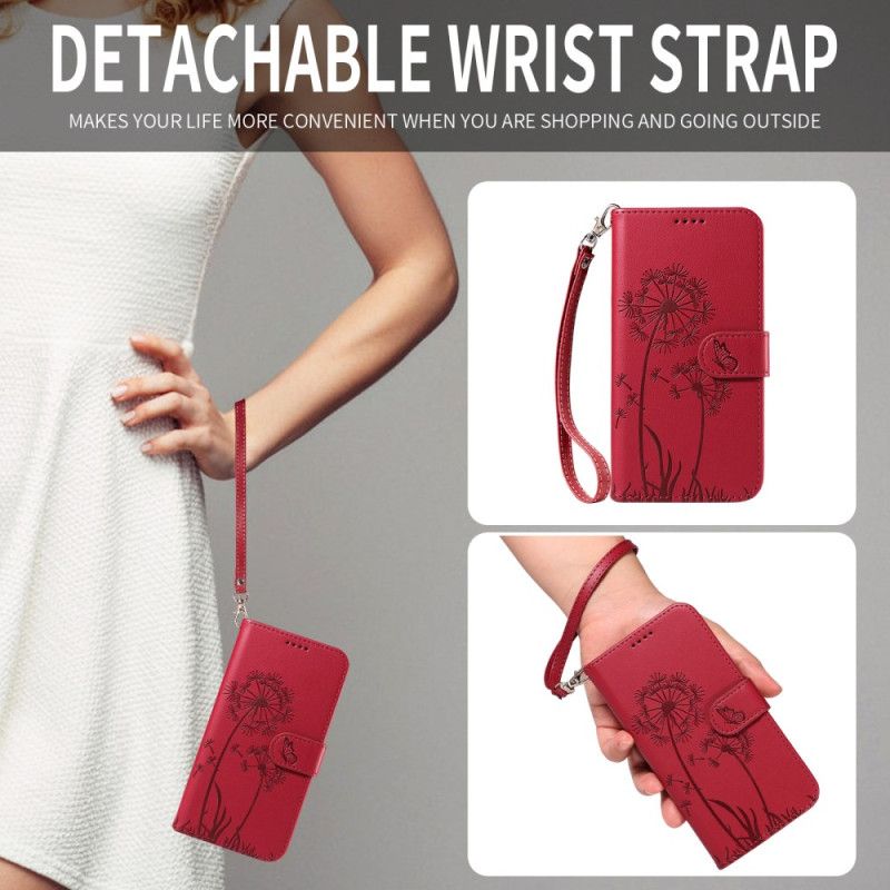 Folio-hoesje Oneplus Nord 5 Telefoonhoesje Paardenbloemen Met Bandjes