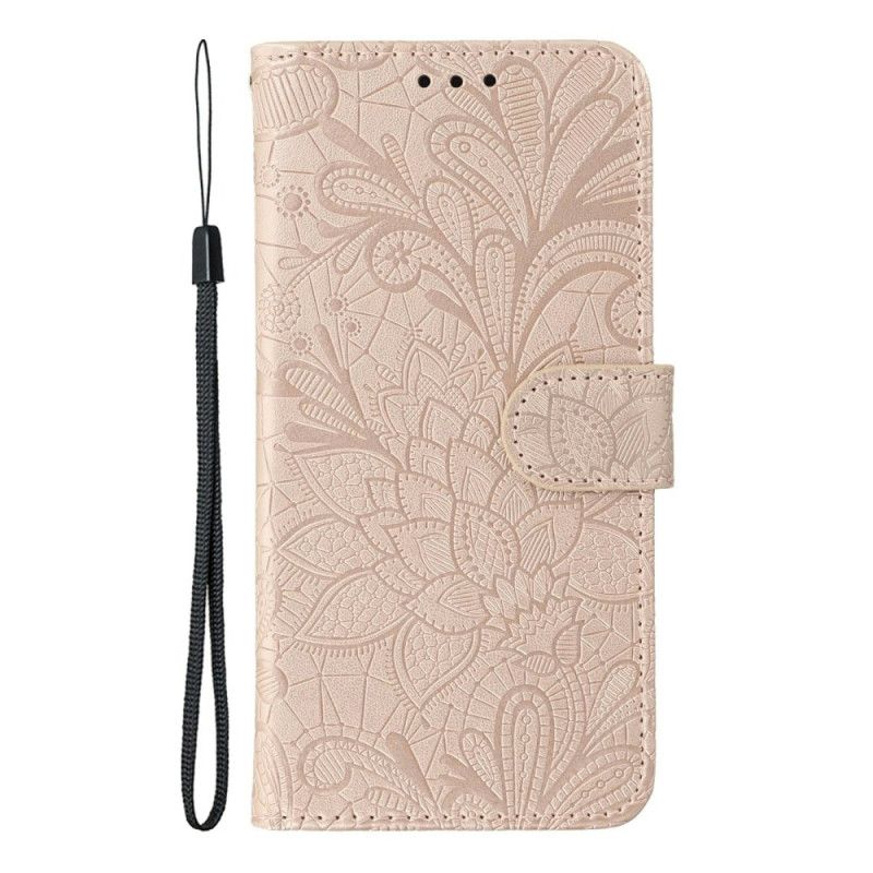 Leren Hoesje Oneplus Nord 5 Bloemenkant Bescherming Hoesje