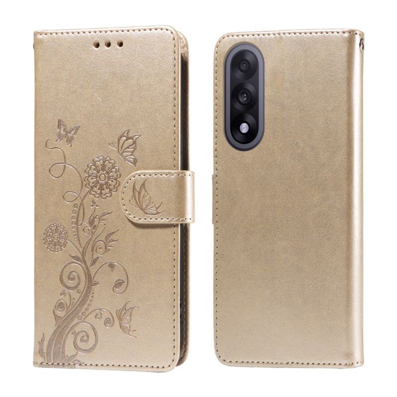 Leren Hoesje Oneplus Nord 5 Bloemenprint