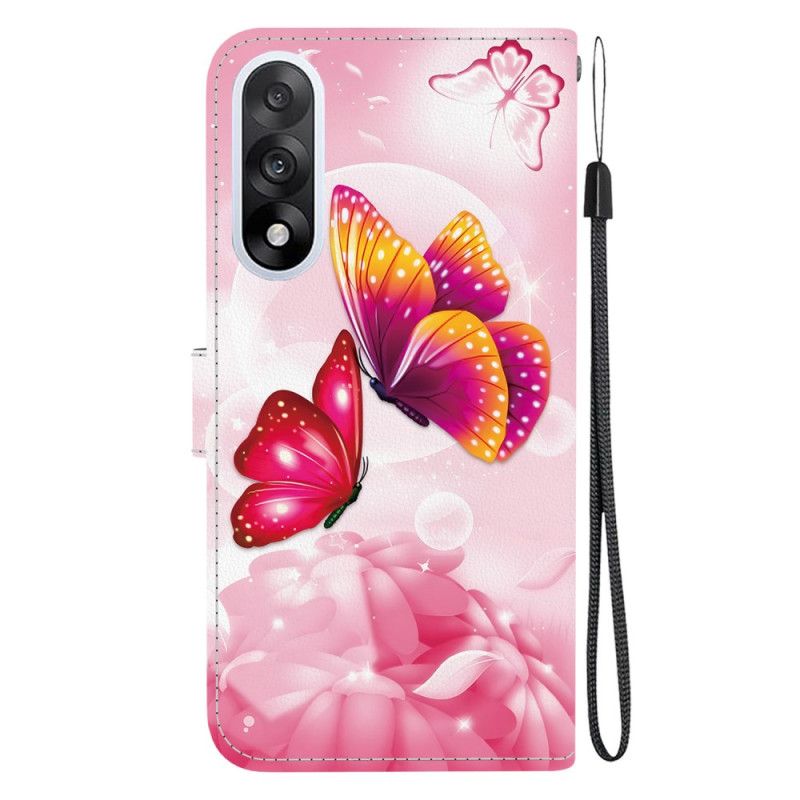 Leren Hoesje Oneplus Nord 5 Roze Vlinders Bescherming Hoesje