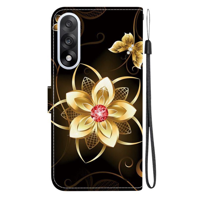 Leren Hoesje Voor Oneplus Nord 5 Gouden Bloemenpatroon