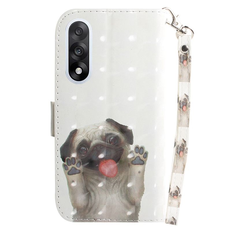 Leren Hoesje Voor Oneplus Nord 5 Mopshond Met Bandjes