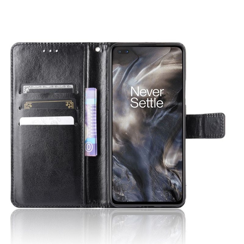 Cover Folio-hoesje OnePlus Nord Rood Zwart Telefoonhoesje Flitsend Kunstleer