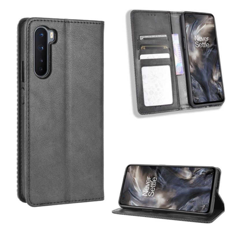 Folio-hoesje OnePlus Nord Rood Zwart Gestileerd Vintage Leereffect