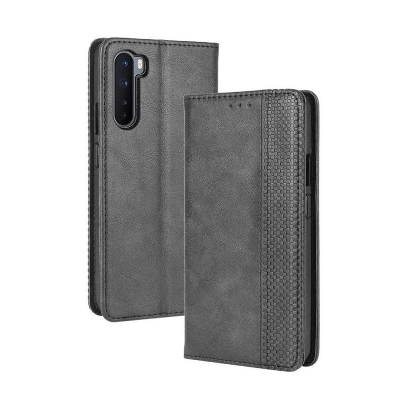 Folio-hoesje OnePlus Nord Rood Zwart Gestileerd Vintage Leereffect