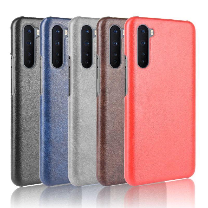 Hoesje OnePlus Nord Grijs Zwart Prestatie Lychee Leereffect