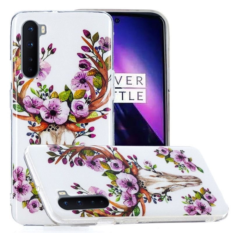 Hoesje OnePlus Nord Telefoonhoesje Eland Met Fluorescerende Bloemen
