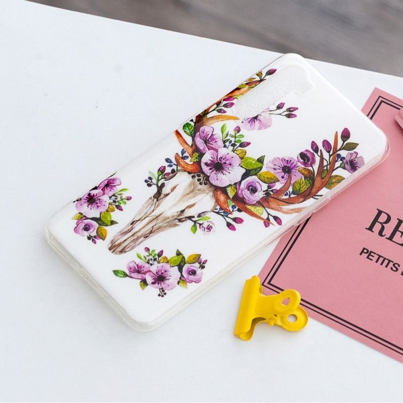 Hoesje OnePlus Nord Telefoonhoesje Eland Met Fluorescerende Bloemen
