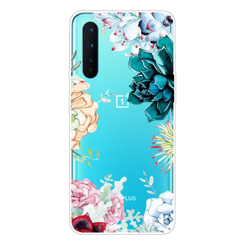 Hoesje OnePlus Nord Telefoonhoesje Transparante Aquarelbloemen