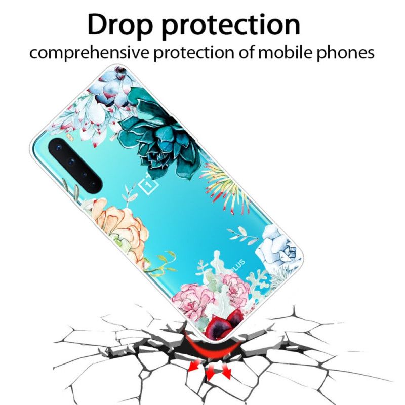 Hoesje OnePlus Nord Telefoonhoesje Transparante Aquarelbloemen