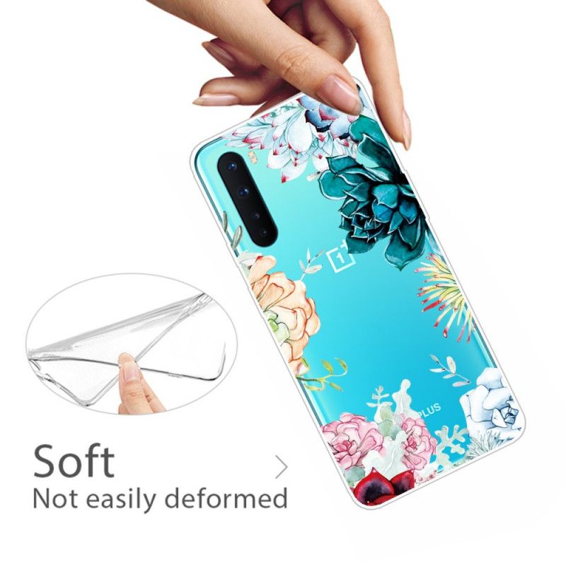 Hoesje OnePlus Nord Telefoonhoesje Transparante Aquarelbloemen