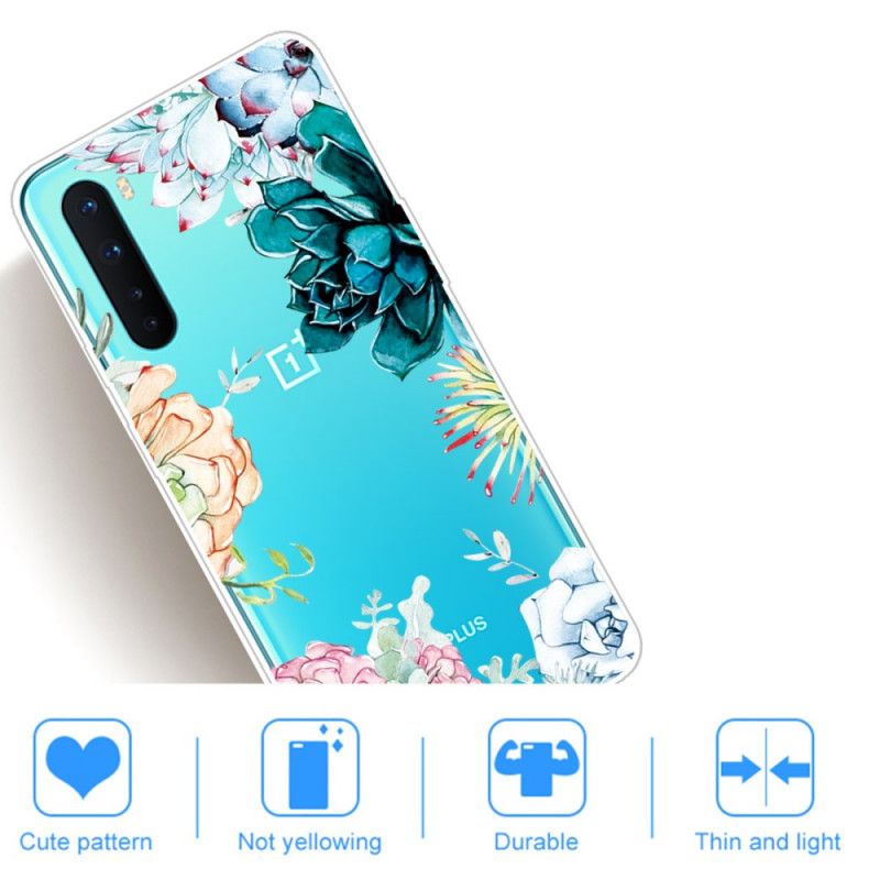 Hoesje OnePlus Nord Telefoonhoesje Transparante Aquarelbloemen