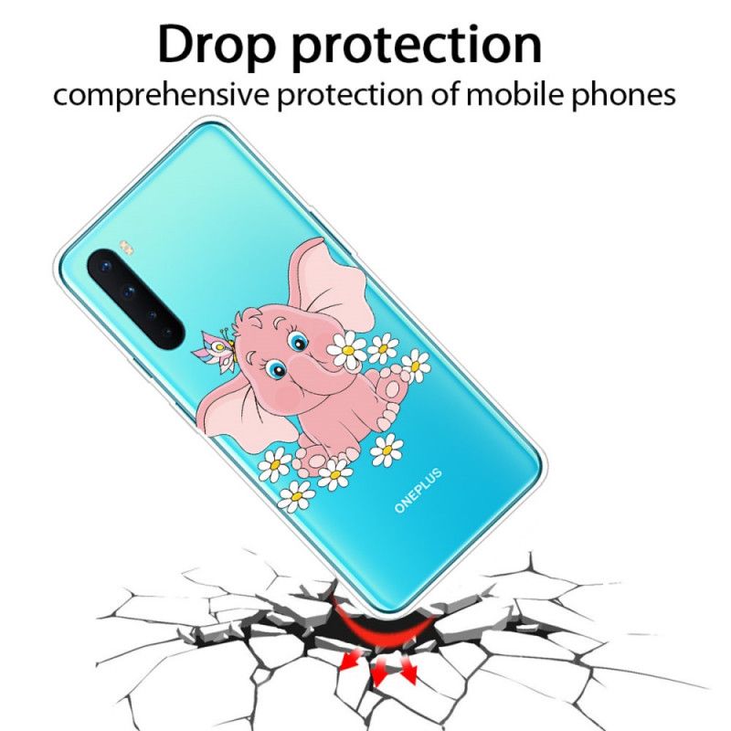 Hoesje voor OnePlus Nord Transparant Roze Olifant