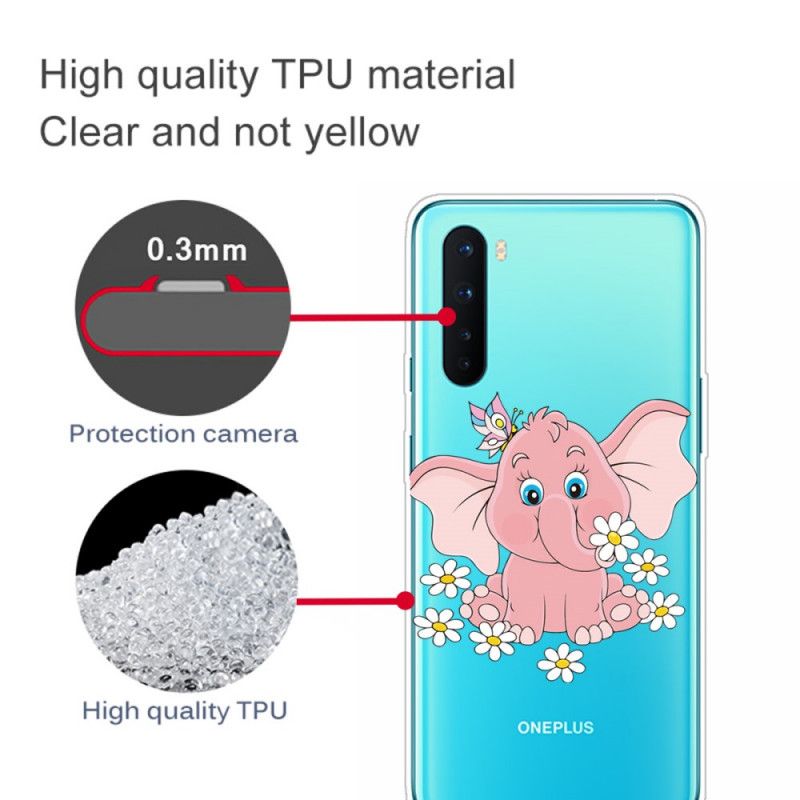 Hoesje voor OnePlus Nord Transparant Roze Olifant