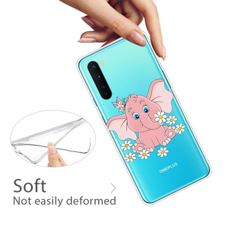Hoesje voor OnePlus Nord Transparant Roze Olifant