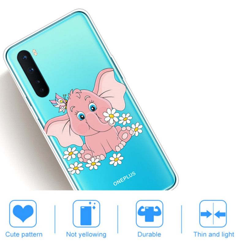 Hoesje voor OnePlus Nord Transparant Roze Olifant