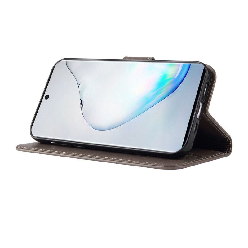 Leren Hoesje OnePlus Nord Magenta Grijs Boom En Kat Met Stringkraal