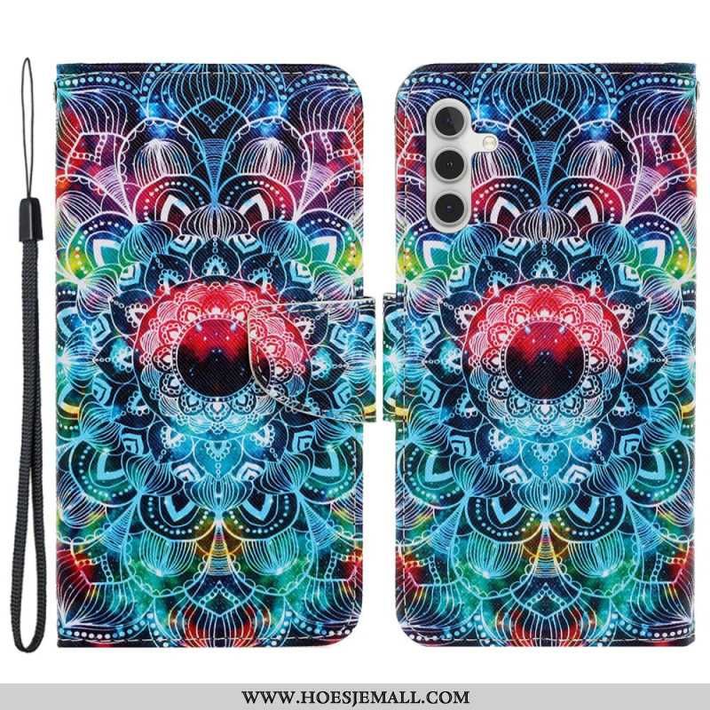 Leren Hoesje Samsung Galaxy S24 Plus 5g Mandala Met Riempje