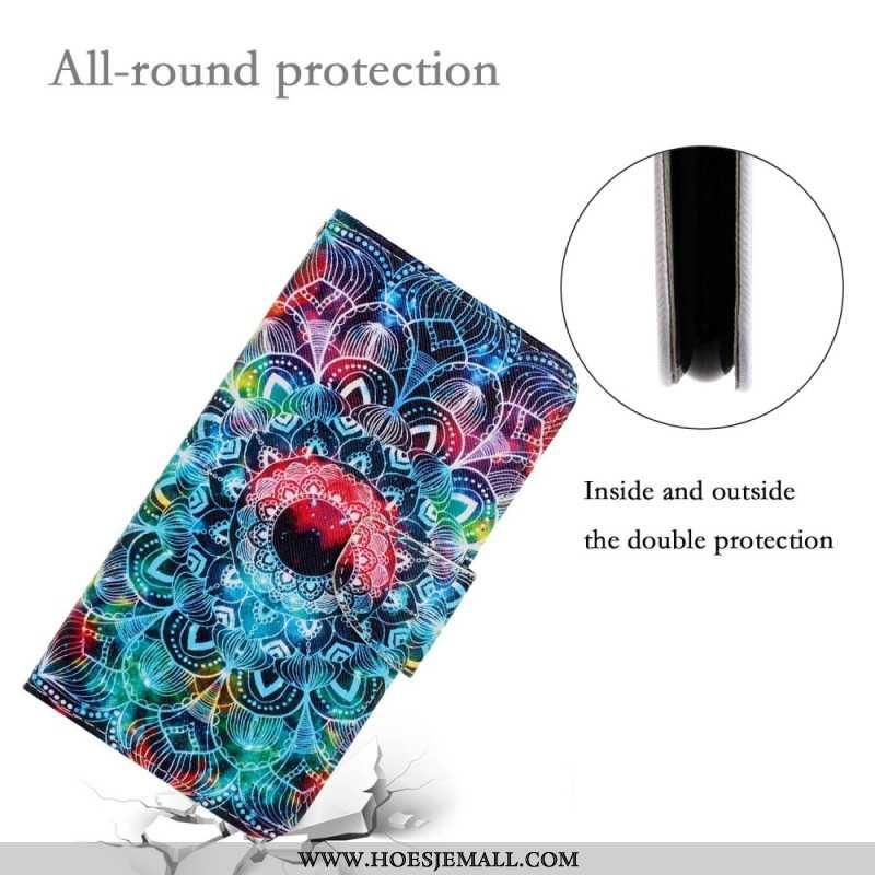 Leren Hoesje Samsung Galaxy S24 Plus 5g Mandala Met Riempje