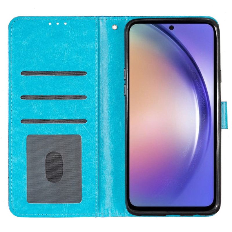 Leren Hoesje Samsung Galaxy S24 Plus 5g Pailletten Met Bandjes Bescherming Hoesje