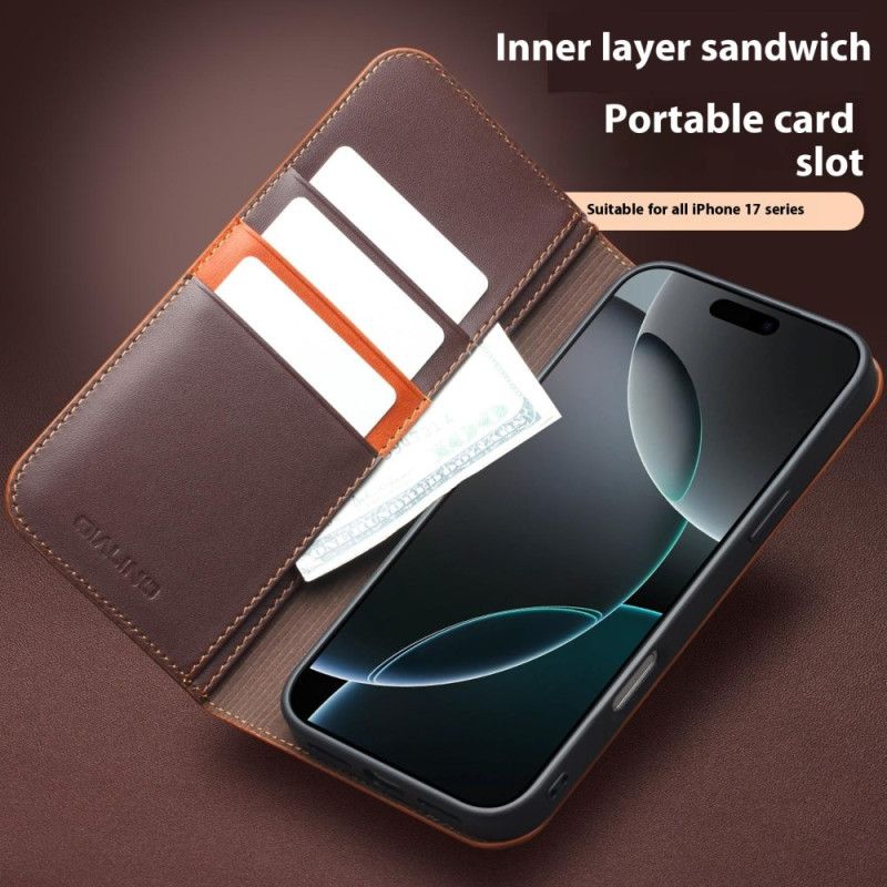 Folio-hoesje Voor iPhone 17 Qialino Leer