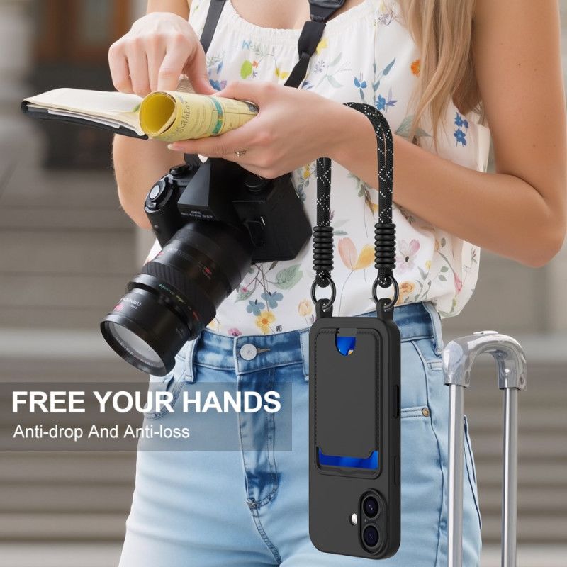 Hoesje iPhone 17 Kaarthouder Met Draagkoord Bescherming Hoesje