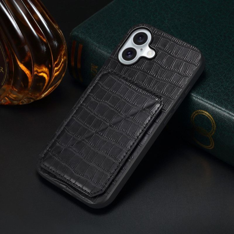 Hoesje iPhone 17 Kaarthouder Met Krokodillenprint