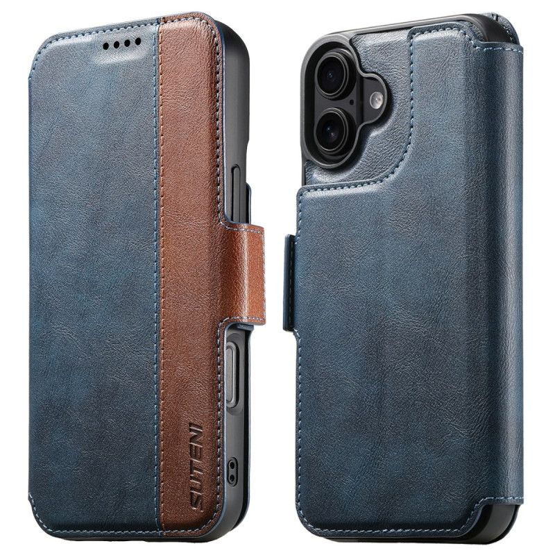 Leren Hoesje iPhone 17 Magsafe Tweekleurig Gestructureerd Leer Bescherming Hoesje