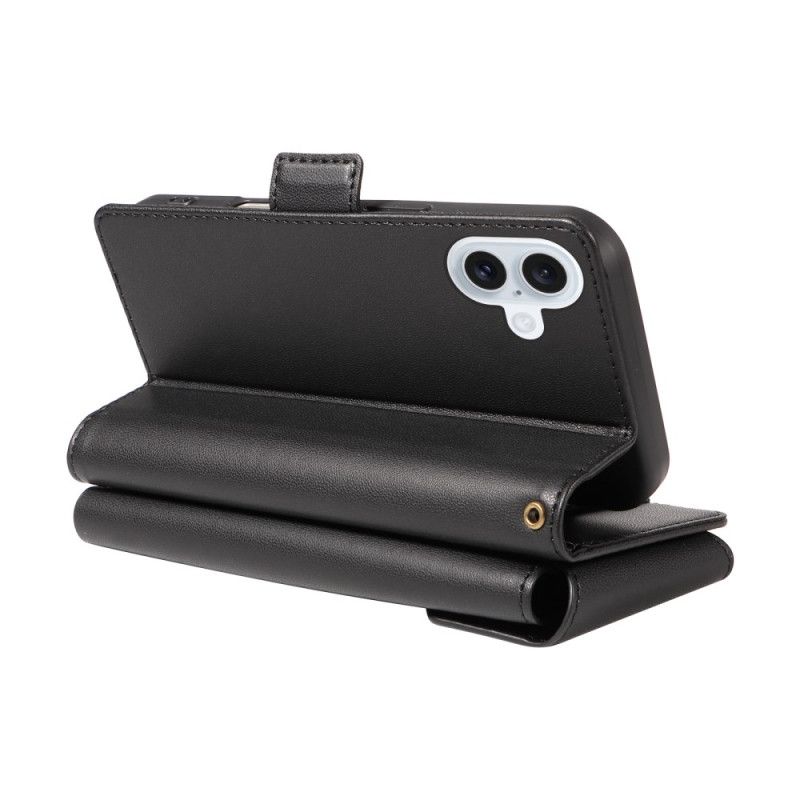 Leren Hoesje iPhone 17 Meerdere Kaartsleuven En Polsbandje Bescherming Hoesje