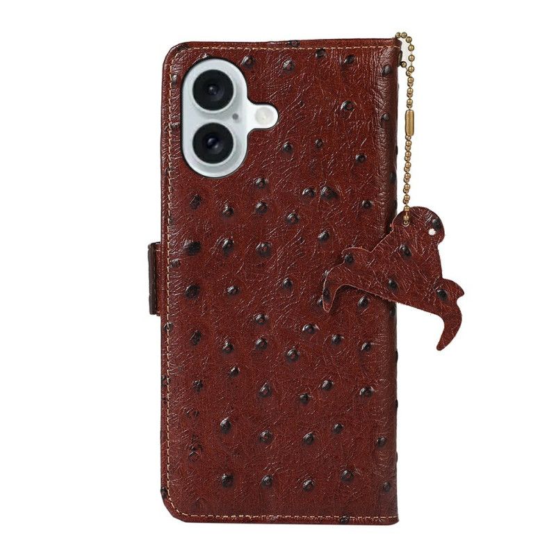 Leren Hoesje iPhone 17 Rfid-blokkerend Leer Met Struisvogeltextuur Bescherming Hoesje