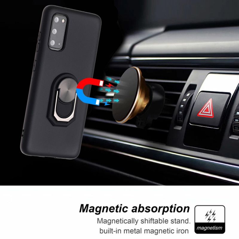 Case Hoesje Samsung Galaxy S20 Rood Zwart Telefoonhoesje Gemetalliseerde Ringsteun