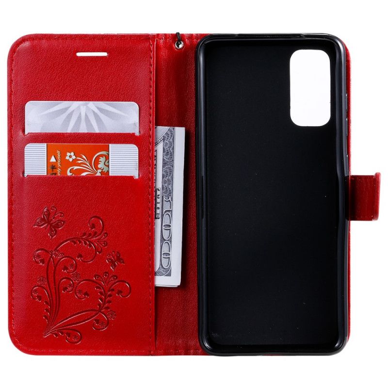 Cover Folio-hoesje Samsung Galaxy S20 Lichtpaars Cyaan Telefoonhoesje Reuze String Vlinders