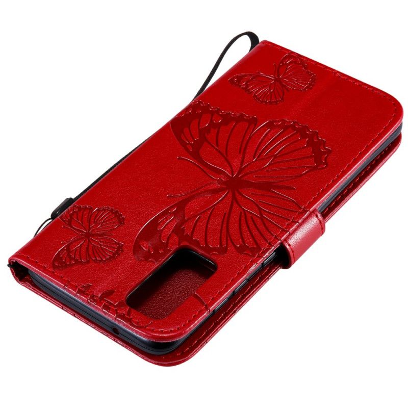 Cover Folio-hoesje Samsung Galaxy S20 Lichtpaars Cyaan Telefoonhoesje Reuze String Vlinders