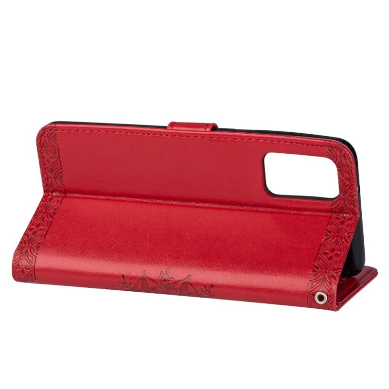 Cover Folio-hoesje Samsung Galaxy S20 Rood Grijs Telefoonhoesje Buitengewone Mandala Met String