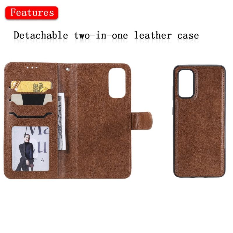 Cover Folio-hoesje Samsung Galaxy S20 Rood Zwart Telefoonhoesje Afneembare Schaal En Riem
