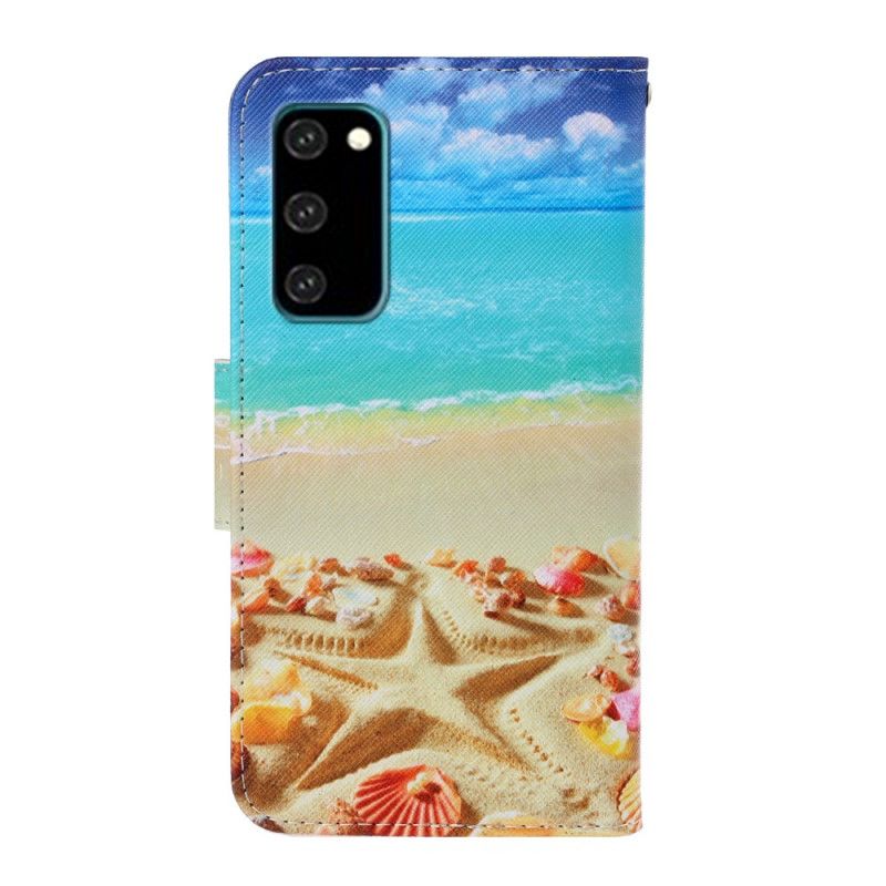 Cover Folio-hoesje Samsung Galaxy S20 Telefoonhoesje Riem Strand